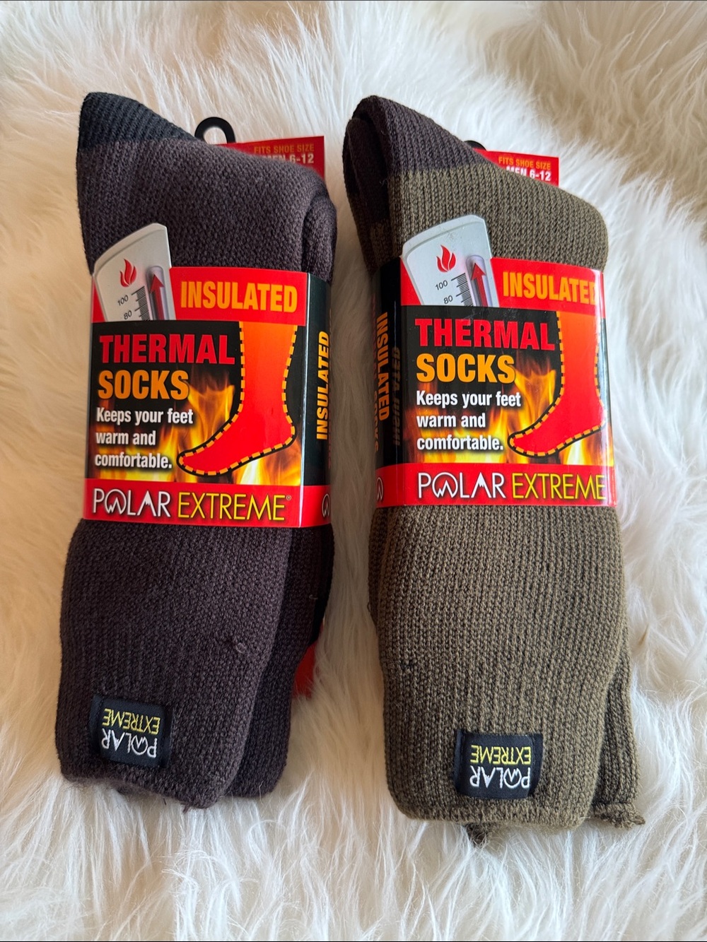 Polar Extreme Men’s Thermal Socks — Brown & Olive